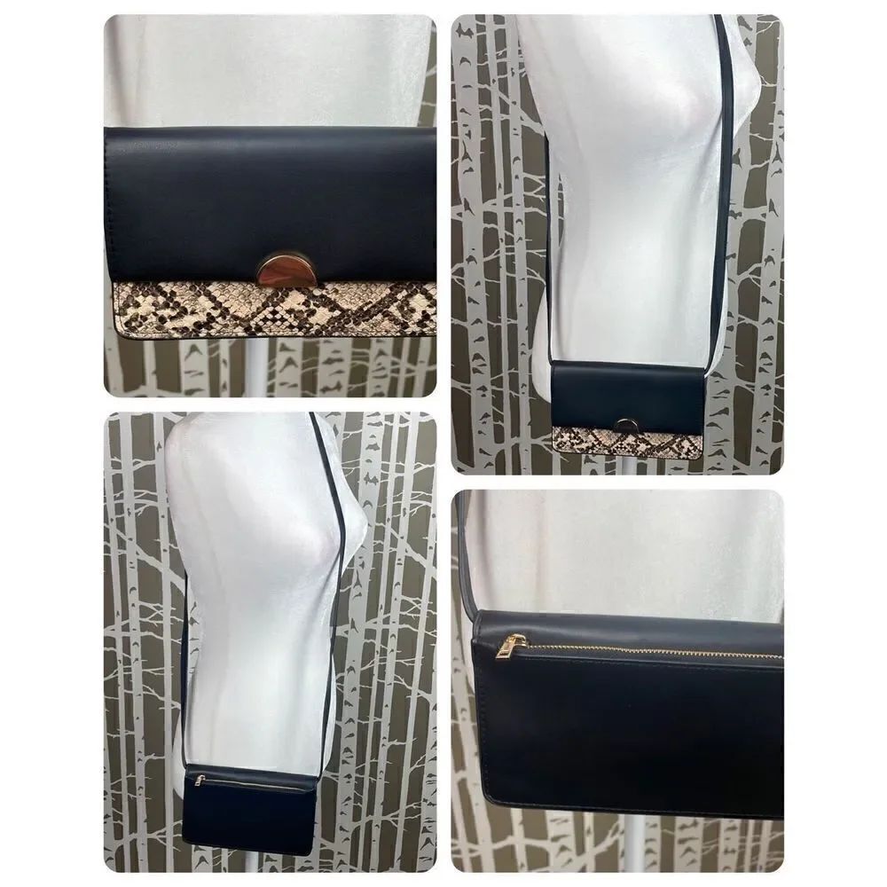 a new day Black Faux Leather & Faux Snake Crossbody Wallet Bag